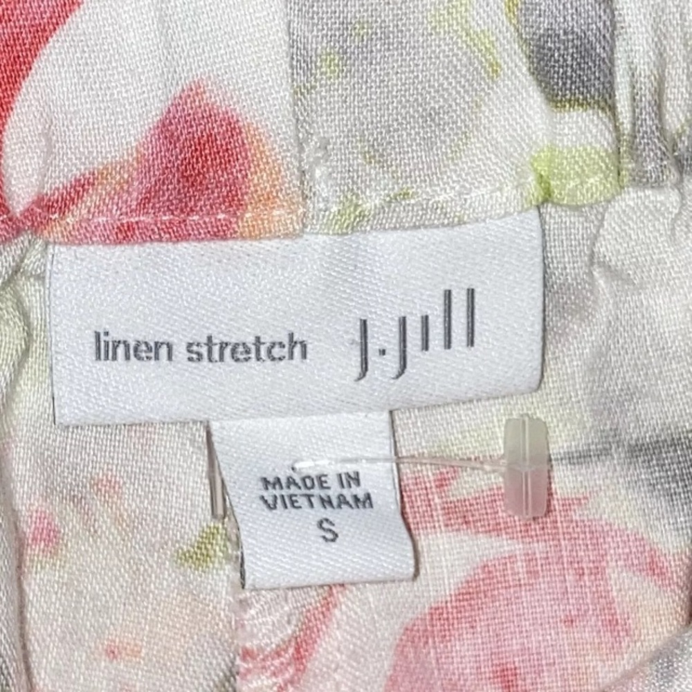 J. Jill Linen Stretch Floral Crop Pants Mid Rise Tapered Leg Pull-on women’s S￼ - Picture 4 of 7